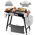 Portable Grill Table & Foldable Outdoor Grill Station, Heavy-Duty 350lbs Griddle Stand with Storage Caddy, Fits 17"/22" Blackstone, Ninja & Weber, Perfect for Camping, Tailgating & Outdoor Kitchen