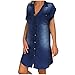 Zldhxyf Gonna Lunga Jeans Abiti per Il Turndown Abito da Festa Senza Maniche Abito da Donna Casual in Denim con Collo Altalena da Donna Abito da Elegante