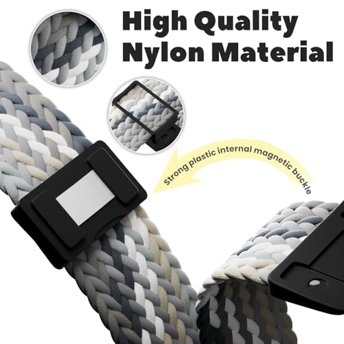 Image of Braided Stretchy Adjustable Straps Compatible for Apple Watch Band 38mm 40mm 41mm 42mm 44mm 45mm 46mm 49mm Women Men,Nylon Magnetic Buckle bands for iWatch Series 10 9 8 SE 7 6 5 4 3 Ultra 2 /1