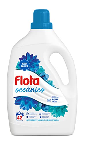FLOTA | Detergente Líquido Quitamanchas incluso en Agua Fría para Lavadora | Ropa Blanca y de Color | Fragancia Oceánico | 42 Lavados
