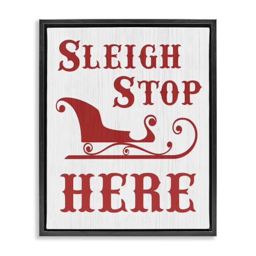 Sleigh Stop Here Christmas Landing, 17 x 21 Inch Canvas in Floater Frame
