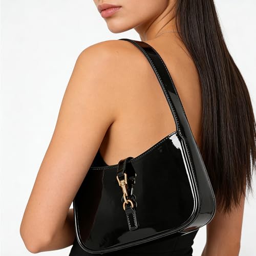 Image of JQWSVE Shoulder Bags for Women Burgundy Purse Trendy Small Handbag Faux Leather Shoulder Purse Everyday Bag