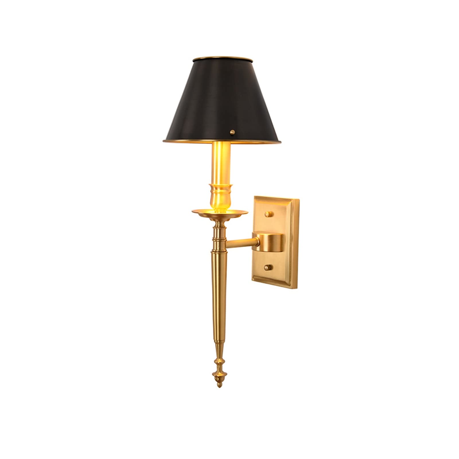 H8Q4D7N5G9 Wall Sconce Retro Bedroom Bedside Lamp, Living Room TV Background Wall Black Brass Lampshade