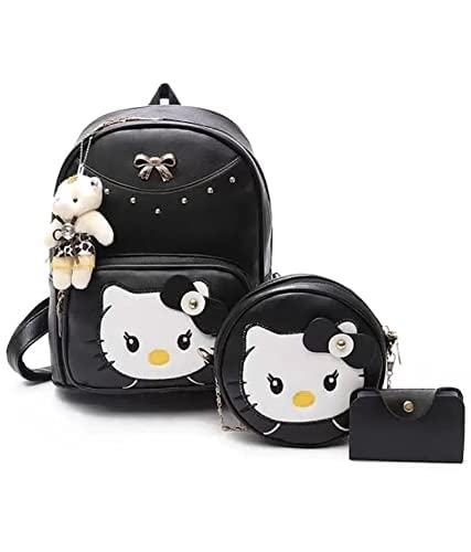 Girls 3-PCS Fashion Cute Mini Leather Backpack sling & pouch set for Women-image-18