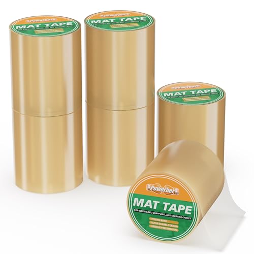 Powerber Wrestling Mat Tape 4 - Clear Mat Tape Wrestling PVC Wrestling Tape for Mats 6 Rolls