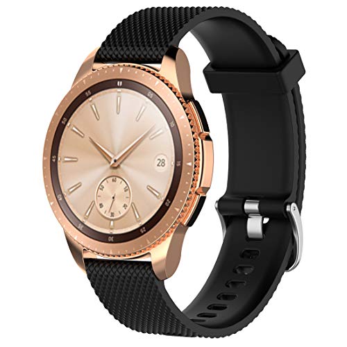MOTONG for Samsung Galaxy Watch 42mm Replacement Band - MOTONG 20mm Silicone Replacement Wrist Strap Band for Samsung Galaxy Watch 42mm  Motorola Moto 360 2nd Gen. Mens 42mm(Black)