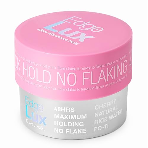 Edge Lux Cherry Edge Control Gel with Castor Oil, Keratin, Biotin, and Olive Oil - 48 Hour Maximum Hold, Non-Flaking, Non-Greasy, Scented, Conditioning Styling Gel for All Hair Types, 10.58 Ounce