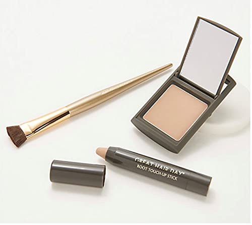 Joan Rivers Great Hair Day - Polvo de relleno y barra de retoque de raíces, cubierta de raíces para cabello adelgazante, cabello más grueso y más