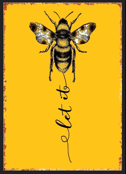 Let it Bee Metal Sign Wall Plaque Home Decor Gift Garden Shed Honey Bees Flower (A5 (200x150mm) Approx)