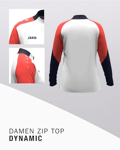 JAKO Damen Ziptop Dynamic, weiß/Coral/Marine, S – Ansicht 4