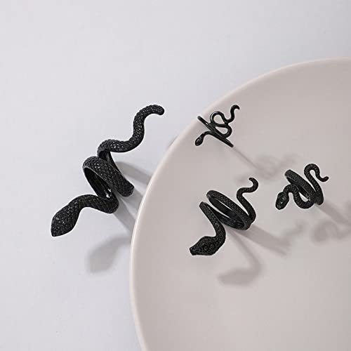 Otxas Gold Snake Ring - Adjustable Punk Boho Stacking Rings Set - Vintage Goth Silver Snake Ring Jewelry3