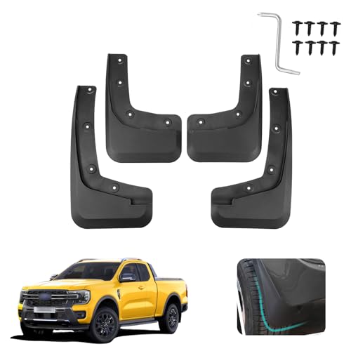 Image of Custom Fit for Mud Flaps Ford Ranger 2024 2025 Mud Splash Guard Front and Rear 4-PC Set