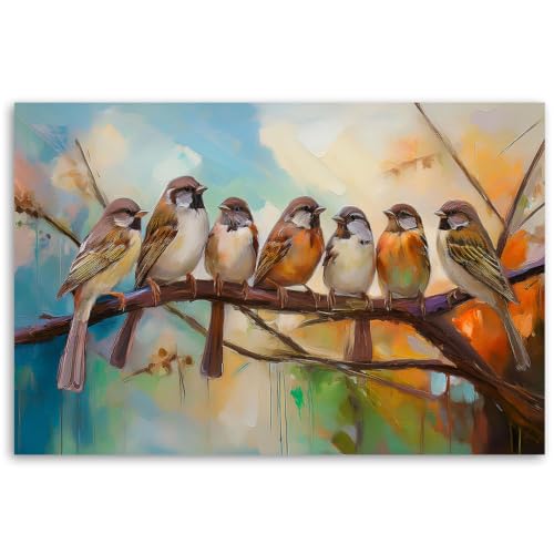 Póster de pájaros en lienzo de 40 x 50 cm para dar vida y color a salones apagados