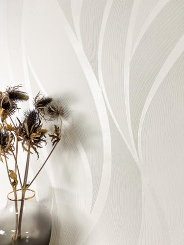 NEWROOM Papel pintado Blanco Olas del Mar Tejido no Tejido - Raya...