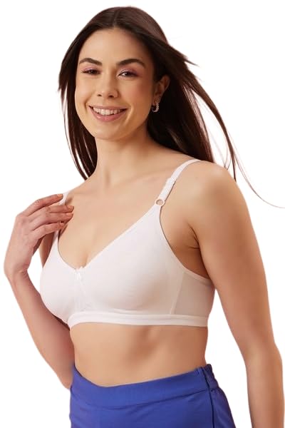Women's Cotton Full Coverage Non-Padded Non-Wired Bra | Everyday Comfort T-Shirt Bra | Soft Breathable Seamless Support Bra | Adjustable Straps Lingerie for Women-picture-17