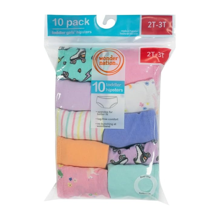 Toddler Girl's Hipster Underwear, 10-Pack, Sizes 4T-5T - They Also Come With A Tag-free Label For Added Comfort, Material: 95% BCI Cotton/5% Spandex2