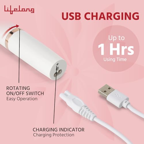 Lifelong Battery Powered LLPCW30 Rechargeable Eyebrow, Underarms And Bikini Trimmer for Women (White) - 1 Hour Runtime (1 Year Warranty) - Image 6