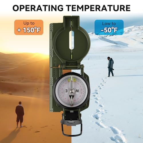 image for HKDiRedy Military Compass, with Sighting Lines, Impact Resistant & Wat