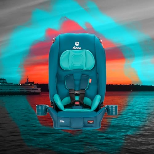 Image of Diono Radian 3R, All-in-One Convertible Car Seat, Rear and Forward Facing, 10 Years 1 Car Seat, Slim Fit 3 Across, Blue Razz Ice