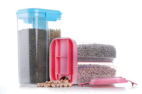 SANGARSH Food 2 Section Air Tight Plastic Grocery Food Storage Container, Masala Dispenser Jar, Container for Kitchen | for Fridge, Store Rice, Beans with Lid | Transparent | 2000 ml (Pack Of 2) SANGARSH Food 2 Section Air Tight Plastic Grocery Food Storage Container, Masala Dispenser Jar, Container for Kitchen | for Fridge, Store Rice, Beans with Lid | Transparent | 2000 ml (Pack Of 2)