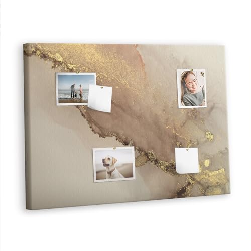 Tableau mural horizontal liège 100x70 marbre doré pour planche bureau