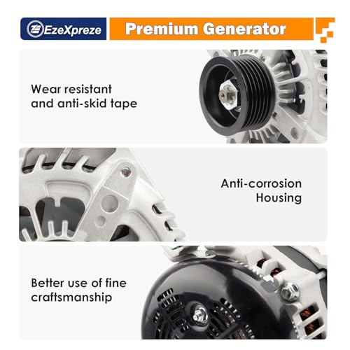 Image of Ezexpreze Alternator Compatible with Ford F-150 F150 2015-2020 5.0L V8, 12V 240A 6-Groove Pulley Clockwise, OE# 44000 42103 FL3T10300JA FL3Z10346G HL3710300FA HL3Z10346F 1042110081 1042110080