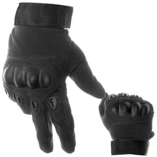 BearCraft Atmungsaktive Motorradhandschuhe | Taktische Handschuhe Vollfinger | Fäustlinge für Sport und Motorrad (schwarz, XL)