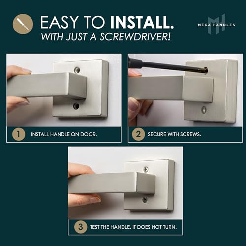Image of Mega Handles Glamor Dummy Door Handles - 6 Pack Heavy Duty Chrome Door Handles, Non-Turning Door Handle for Closet & French Doors, Single Side, Fits All Standard Doors - Polished Chrome