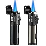 Bbsisgo 2 Pack Torch Lighter, Triple Jet Flame Butane Lighter with Protect Cover, Refillable Gas Win