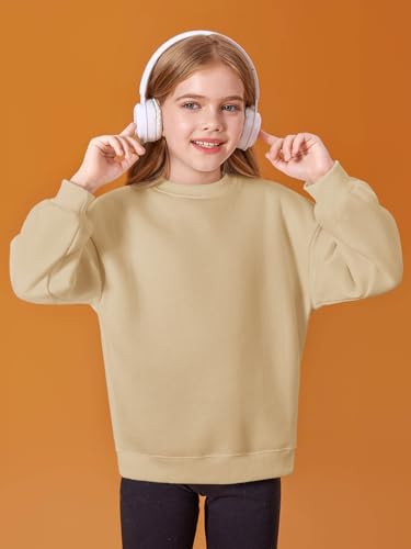 Image of Haloumoning Girls Oversized Crewneck Sweatshirts Kids Fleece Pullover Tops
