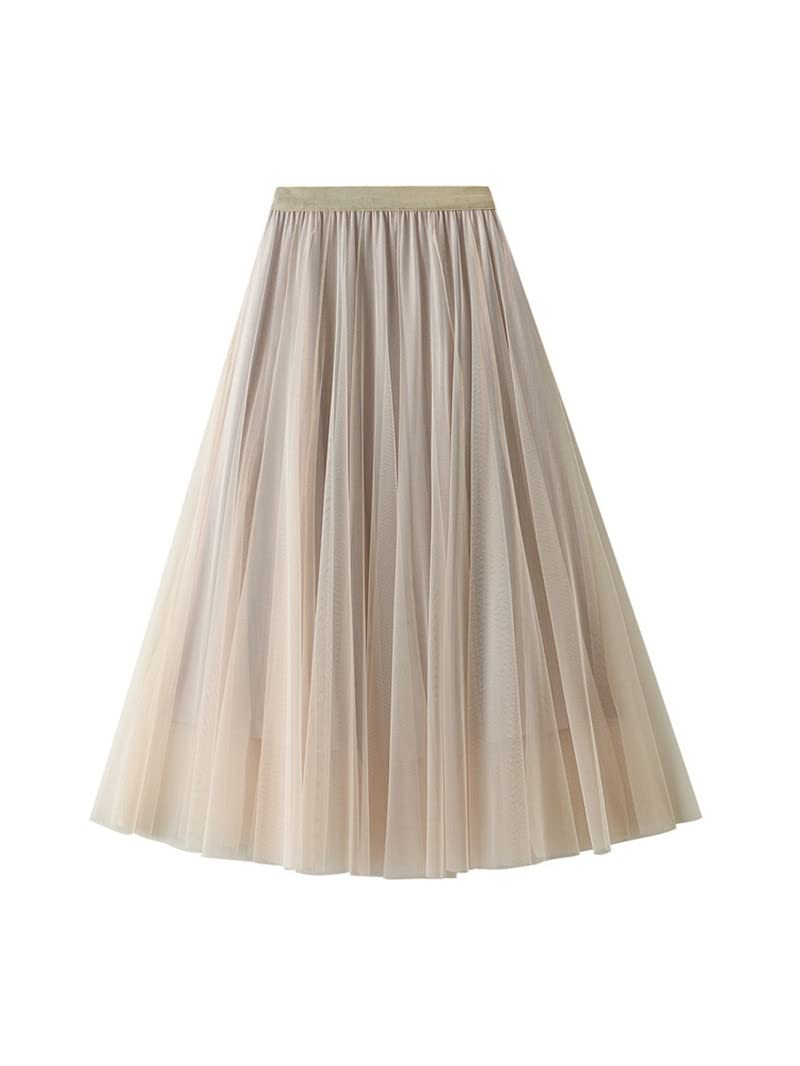 Dninmim Gonna a trapezio vintage da donna, a vita alta, in rete blu, viola, per feste di ballo e feste