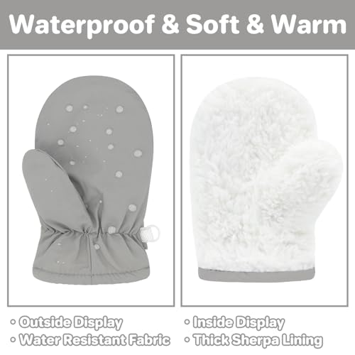 qikqik Toddler Snow Mittens Toddler Waterproof Gloves Infant Baby Winter Mittens Warm Fleece Kids Snow Gloves for Toddlers2
