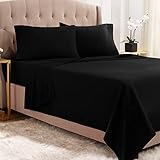 Premium King Sheets Set - Black Hotel Luxury 4-Piece Bed Set, Extra Deep Pocket Special Super Fit Fitted Sheet, Best Quality Hypoallergenic Microfiber Linen Soft & Durable Design + Better Sleep Guide