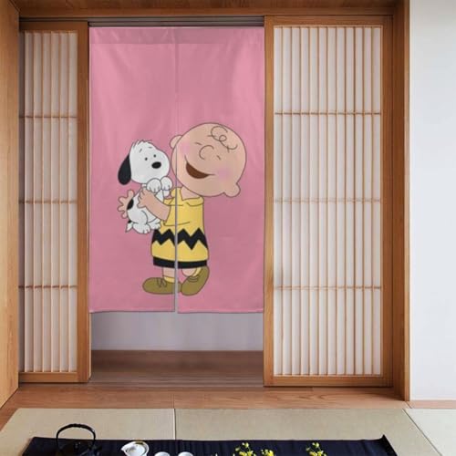 のれん 暖簾 スヌーピー かわいい 漫画 遮光 カーテン ロング おしゃれ 和風 目隠し 湯のれん 間仕切り リビング 玄関 キッチン 日除け 洗える 86cm×143cm 人気 アニメ