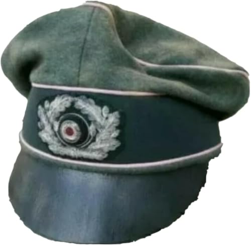 WW2 German HEER Panzer Officer Crusher Cap, Wool, Green, 7 1/4-8 inch