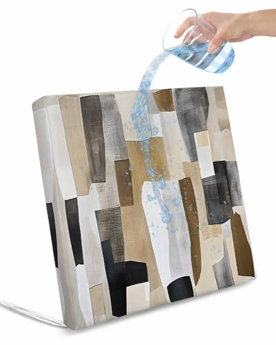 2 Pack Abstract Color Blocks Waterproof Cushion Covers with Ties, Outdoor Patio Chaise Lounge Chair Seat Cushion Slip Covers Replacement(Only Cover) Modern Geometric Art 20