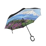 AAHENPAI Alaska Moutain Reverse Inside Out Regenschirm Autos Unigue Winddicht UV Proof Double Layer für Frauen