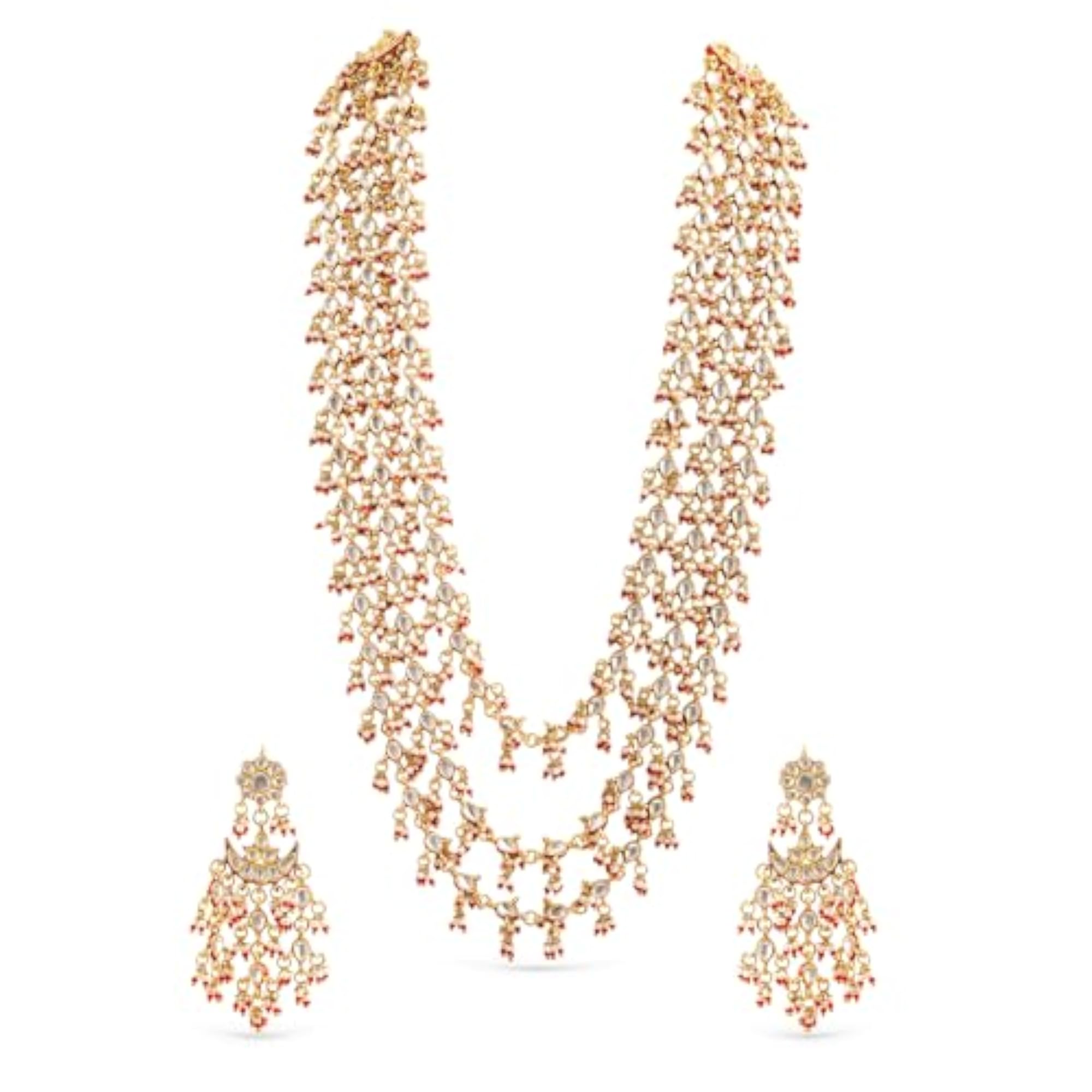 Bridal Kundan Multi Layer Necklace Set with Earrings