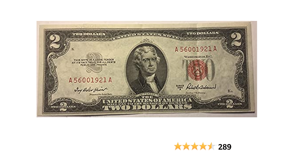 Amazon.com: $2 Dollar 1953=A RED SEAL OLD USA Legal Tender ...