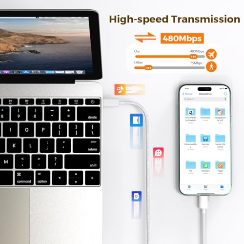 Image of Original 20W Type C 1M Nylon Braided Cable Fast PD Charging Wire Compatible With iPhone 16,16 Plus,16 Pro Max,15,15 Pro Max,15 Plus,MacBook,Buds & Other USB-C Devices Fast Data Transfer,White