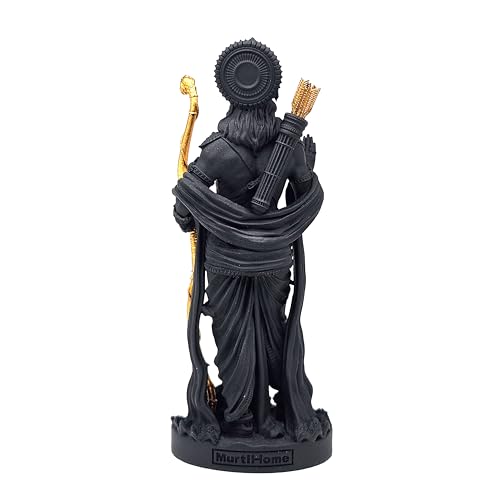 Image of MurtiHome King of Ayodhya Ram Murti, Lord Shri Rama Idol | 12.70 cm Tall Small Black Color Figure Made From UV Resin, Crafted by 3D Printer for Car Dashboard, Home, Office, Gift