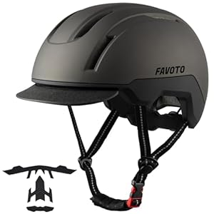 Favoto Fahrradhelm Urban mit Schirm Leicht - Double Inmould Technologie City Scooter Helm Erwachsene für Damen Herren L(59-61cm) Verstellbar Titanfarbe