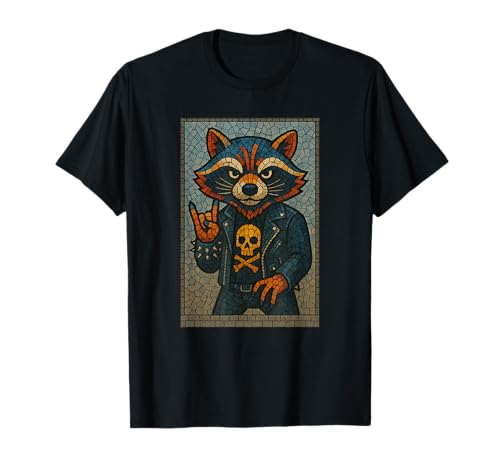 Rocker Raccoon Mosaic: fanático de la música punk, rock y metal Camiseta