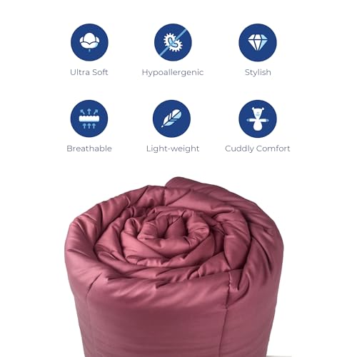 Image of Zinnia Ultra Soft Microfibre Reversible Comforter -Double 230 X 255 CM, Light Purple and Burgundy(Solid - Dark)