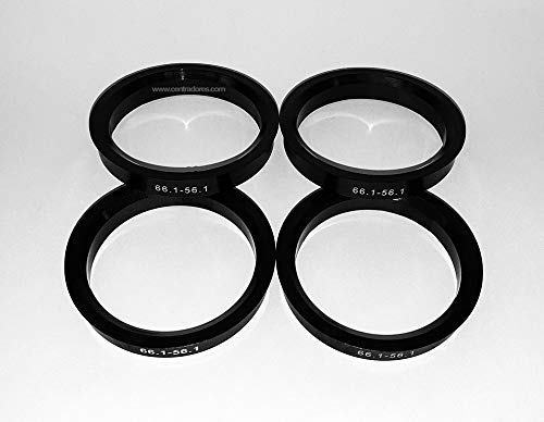 Centradores 4 Adaptadores de Llantas 66.1-56.1 Aros para Llantas de Aluminio Negro Plástico Compatibles con Coche de Pasajeros