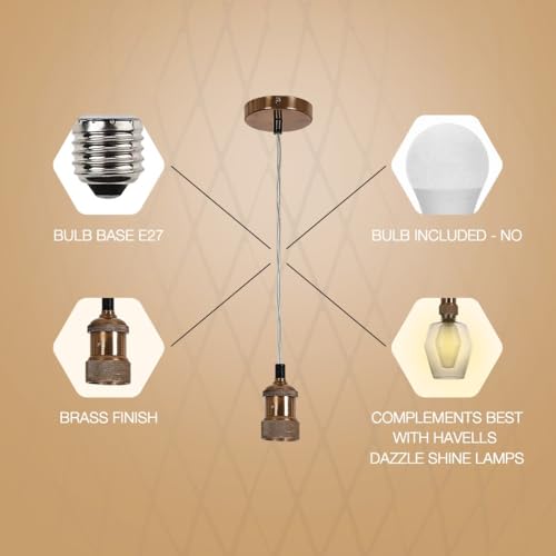 Image of Havells Metal Squid Canopy Pendant 1LS E27 BRS, Brass