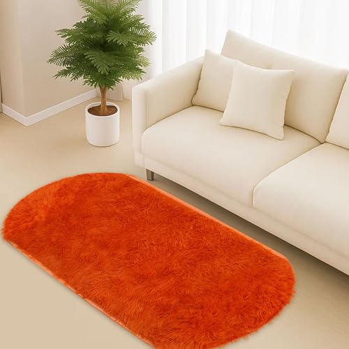 Tapis de decoration d'interieur blanc ovale texture epaisse