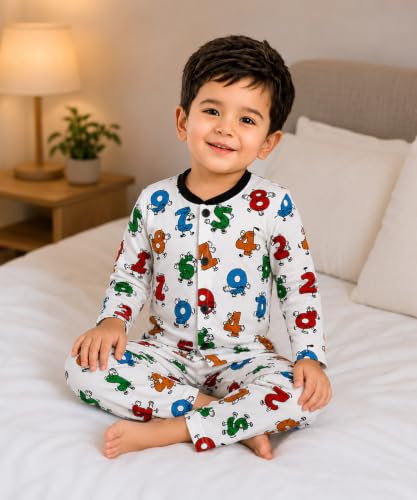 Image of 3BROS BodySuit /Dress for Boys /Girls Full Pajama & Casual Full Sleeves Night Suit Top Combo Kids Set