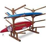 Log Kayak Rack 8-Place SUP Log Rack, Freestanding SUP Board Stand, Surfboard Stand, Heavy Surfboard Floor Stands, Kayak Rack Outdoor Storage, Surf Racks - Canyon Brown