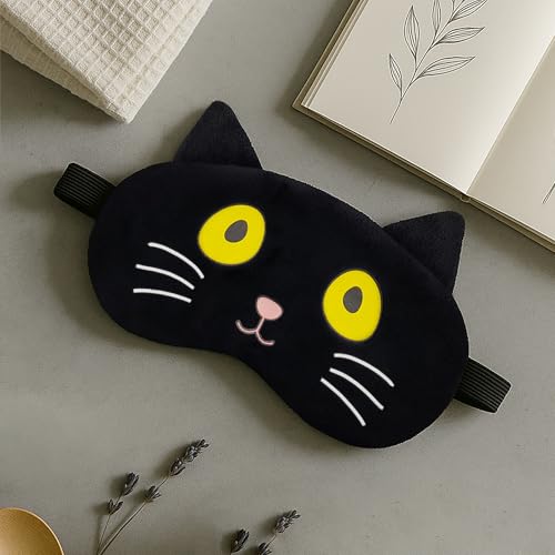 Image of Jenna Eye Mask For Dark Circles, Cooling Eyes, Pain Relief, Redness, Eye Cooling Gel Pad Stretchable For Eye Relaxing, Sleeping Mask (Velvett Cat Black)